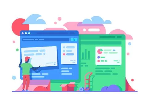 Progress of web design work Stock Illustration