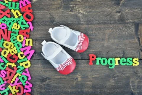 Progress on wooden table Stock Photos