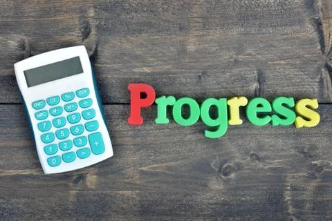 Progress on wooden table Foto stock