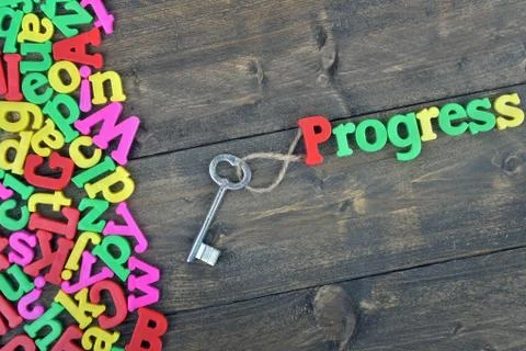 Progress on wooden table Stock Photos