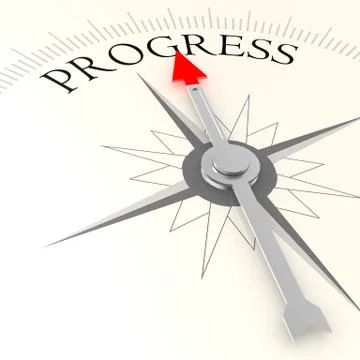 Progress word on compass Stock Illustration