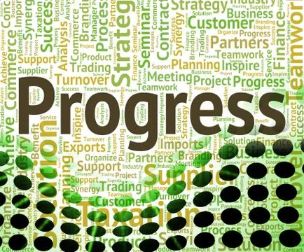 Progress Word Indicates Progressing Progression And Words 스톡 일러스트