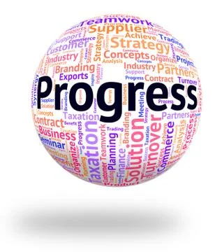 Progress Word Indicates Words Growth And Headway 스톡 일러스트