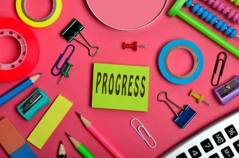 Progress word on notes Stock Photos