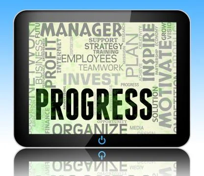 Progress Words Showing Betterment Headway 3d Illustration Ilustración de archivo