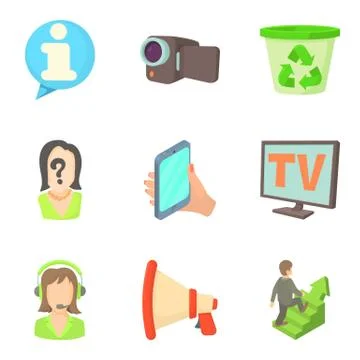 Progress of work icons set, cartoon style Illustrazione stock