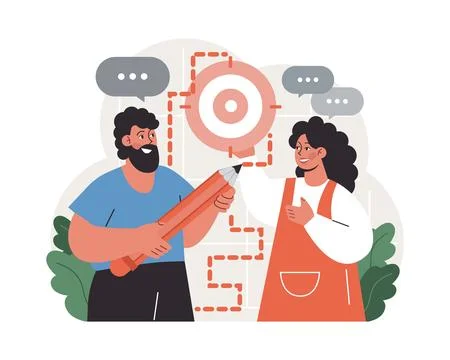 Progress. Work optimization and efficiency. Character moving Stock Illustration