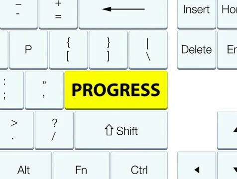 Progress yellow keyboard button Stock Illustration