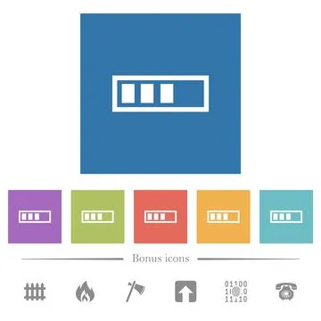 Progressbar flat white icons in square backgrounds Stock Illustration