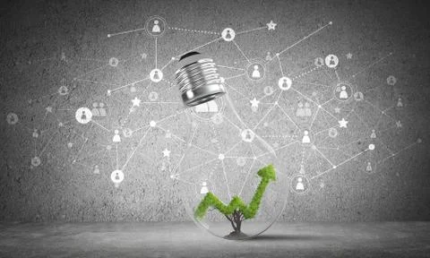 Progressing graph inside lightbulb. Stock Illustration