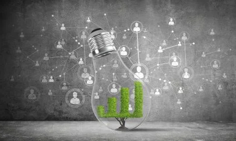 Progressing graph inside lightbulb. Stock Photos