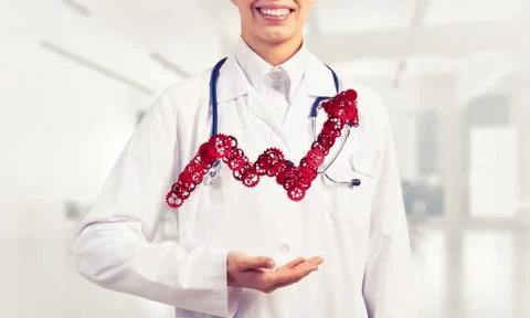 Progressing graph presented in female palms as symbol of success Stock Photos