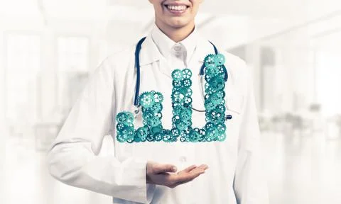 Progressing graph presented in female palms as symbol of success Stock Photos