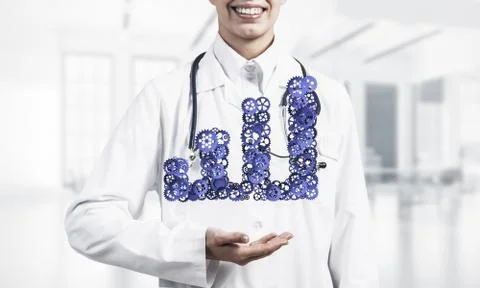 Progressing graph presented in female palms as symbol of success Stock Photos