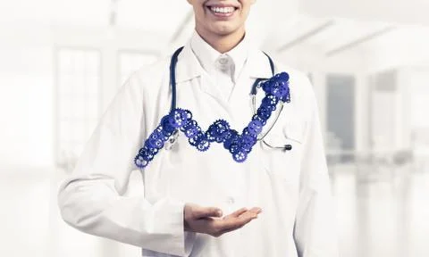 Progressing graph presented in female palms as symbol of success Stock Photos