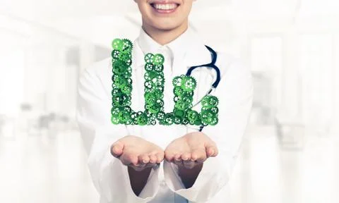 Progressing graph presented in female palms as symbol of success Stock Photos