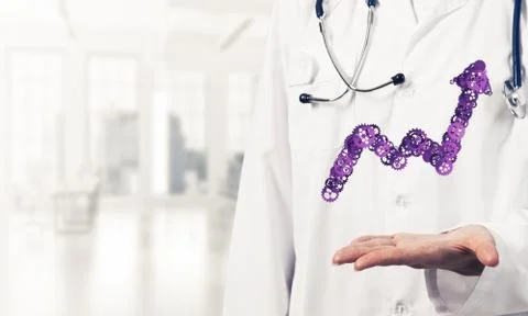 Progressing graph presented in female palms as symbol of success Stock Photos