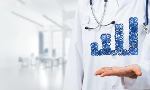 Progressing graph presented in female palms as symbol of success and improvement Stock Photos