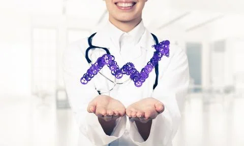 Progressing graph presented in female palms as symbol of success Stock Photos