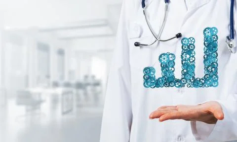 Progressing graph presented in female palms as symbol of success and improvement Stock Photos