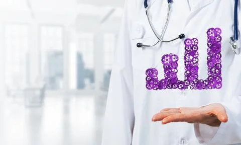 Progressing graph presented in female palms as symbol of success and improvement Stock Photos