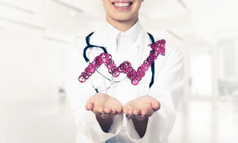 Progressing graph presented in female palms as symbol of success Stock Photos