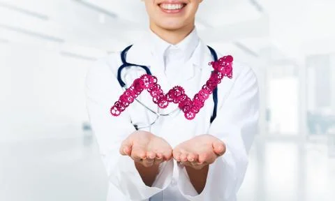 Progressing graph presented in female palms as symbol of success and improvement Stock Photos