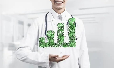 Progressing graph presented in female palms as symbol of success Stock Photos