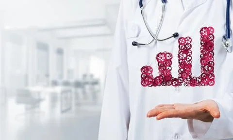 Progressing graph presented in female palms as symbol of success and improvement Stock Photos