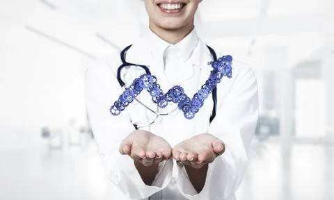 Progressing graph presented in female palms as symbol of success Stock Photos