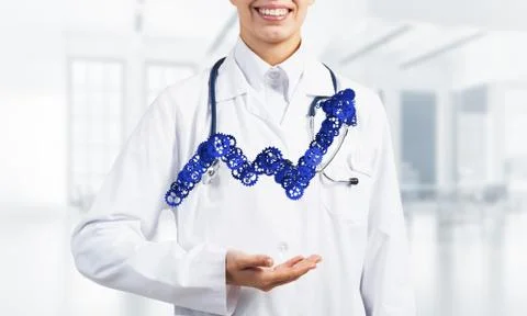 Progressing graph presented in female palms as symbol of success and improvement Stock Photos