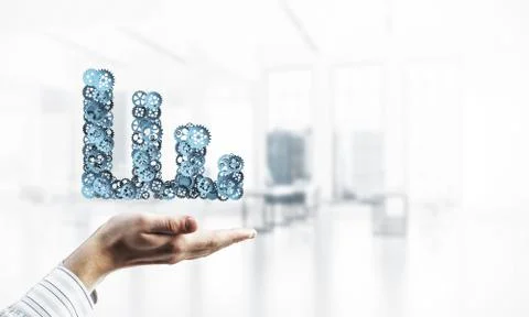 Progressing graph presented in male palms as symbol of success a Stock Photos