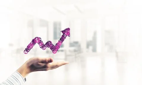 Progressing graph presented in male palms as symbol of success a Stock Photos