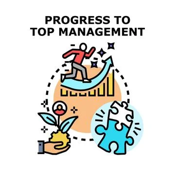 Progressing to top management career growth concept Stock Illustration