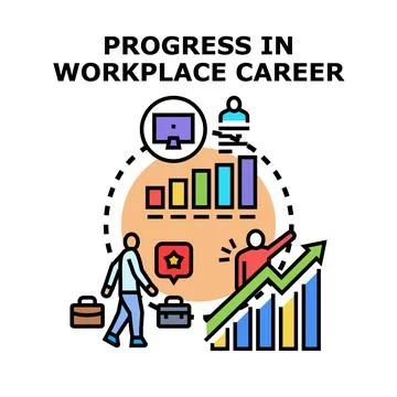 Progressing in workplace career growth development increasing Illustrazione stock