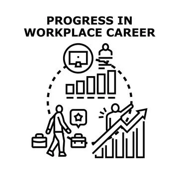 Progressing in workplace career growth development increasing Stock Illustration