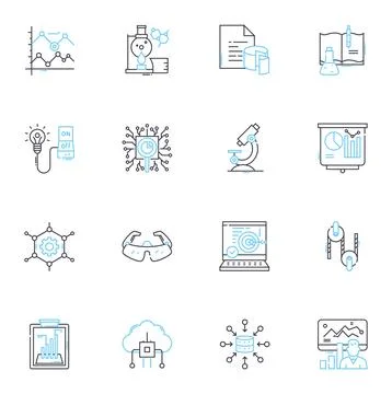 Progression and improvement linear icons set. Enhance, Develop, Evolve, Advance Stock Illustration