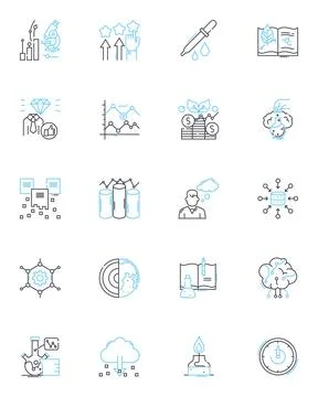 Progression and improvement linear icons set. Enhance, Develop, Evolve, Advance Stock Illustration