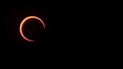 Progression of annular solar eclipse "ring of fire" over Texas Stock Footage 253045771