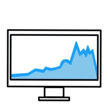 Progression chart icon vector illustration on computer monitor Stock Illustration