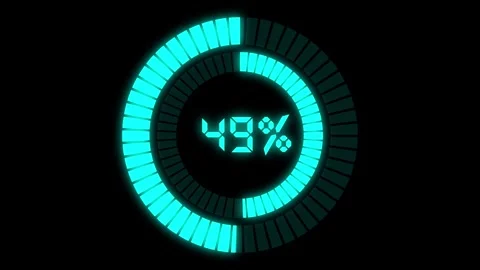 Progression circular bar from 0% to 100%, 0 to 100 percent loading bar animation Stock Footage 320624119