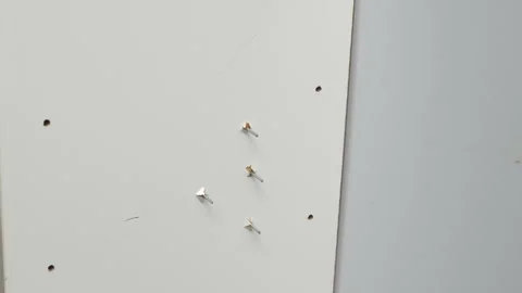 Progression of pin placement on a white board, showcasing the sequential 库存影片 323991207