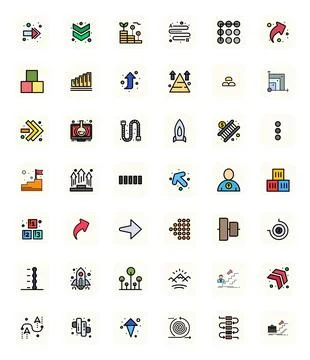 Progression Premium Vector Bundle with 42 Retina Ready Detail Enhanced Line.. Stock Illustration