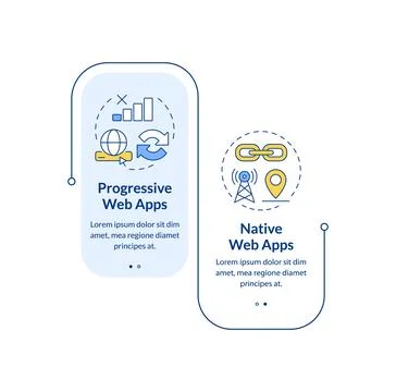 Progressive and native web apps rectangle infographic vector Stock Illustration