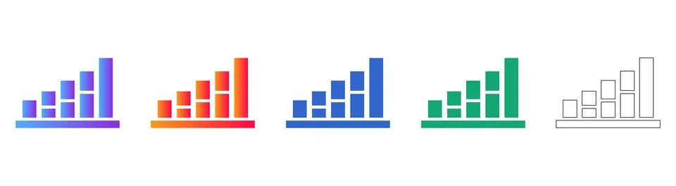 Progressive Bar Chart Icon Collection Illustrazione stock