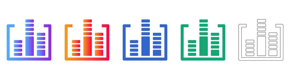 Progressive Bar Chart Icon Collection Illustrazione stock