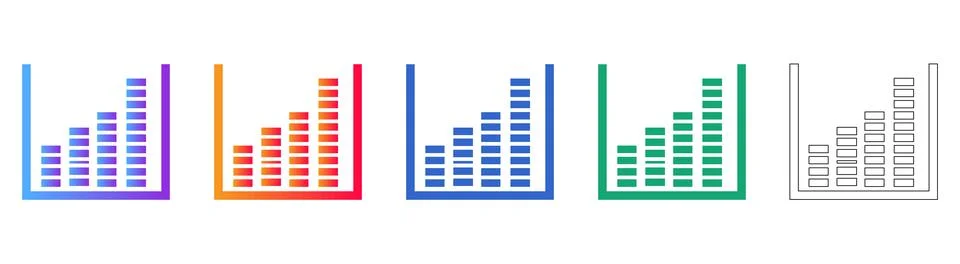 Progressive Bar Chart Icon Set Illustrazione stock