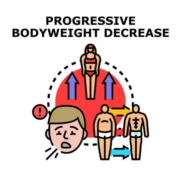 Progressive bodyweight decrease and healthy lifestyle concept Stock Illustration