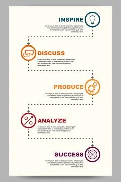 Progressive business vertical template with 5 stages flowchart Illustrazione stock