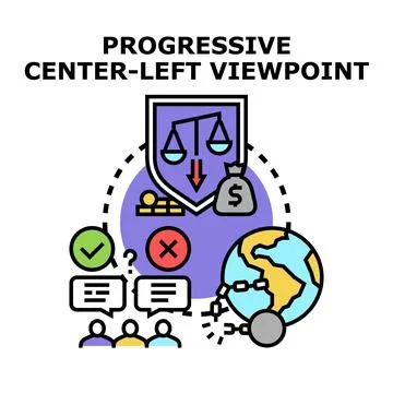 Progressive center left viewpoint concept for social justice Stock Illustration